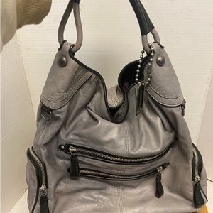 Coach Large Leather Hobo Bag in Gray